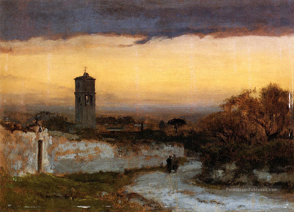 Monastère d’Albano paysage Tonaliste George Inness Rivière Peintures à l'huile